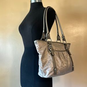 Giani Bernini Vintage Tan Fabric and Leather Satchel Purse